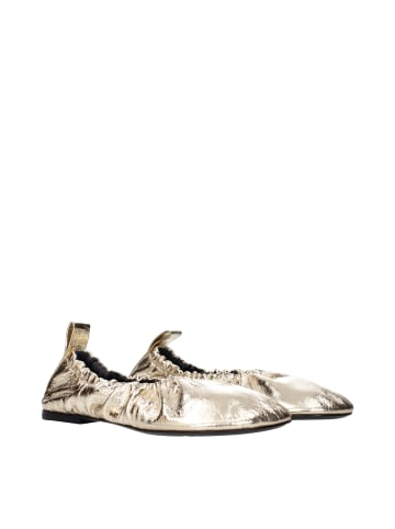 Gold Leder Ballerina Flache Schuhe