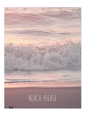 Juniqe Duschvorhang "Beach Please" in Grau & Rosa