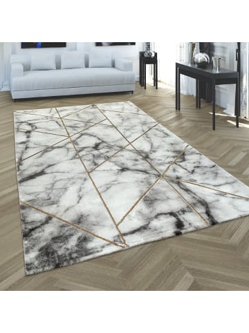 KADIMA DESIGN Teppich Kurzflor Marmoroptik Wohnzimmer schmutzabweisend in Gold