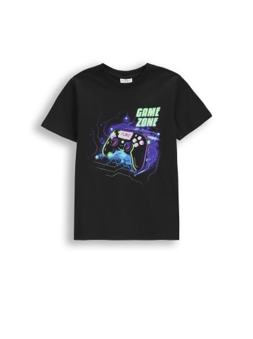 Coccodrillo Baumwoll-T-Shirt mit kurzen Ärmeln in schwarz