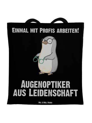Mr. & Mrs. Panda Stoffbeutel Augenoptiker Leidenschaft mit Spruch in Schwarz