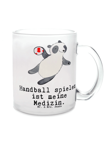 Mr. & Mrs. Panda Tasse Panda Handball spielen mit Spruch in Transparent