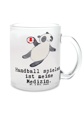 Mr. & Mrs. Panda Teetasse Panda Handball spielen mit Spruch in Transparent