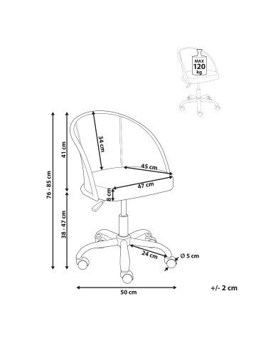 Beliani Bürostuhl BALTIMORE in Braun/Silber/Schwarz - (W) 50 x (H) 76 x (L) 50 cm