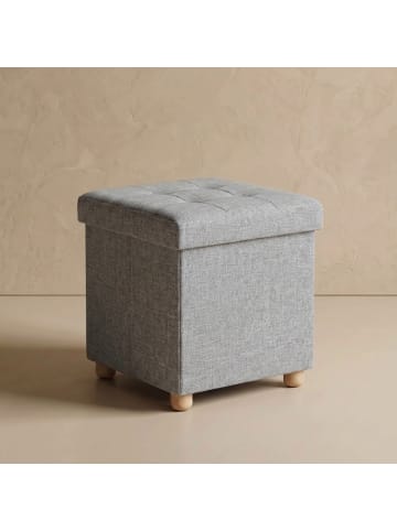 SCENA LIVING Pouf mit Stauraum auf hölzernen Beinen in Grau, (B) 38 x (H) 38 x (L) 38 cm
