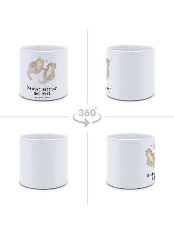 Mr. & Mrs. Panda Blumenkübel Otter Bester Partner der Welt mit S... in Weiß