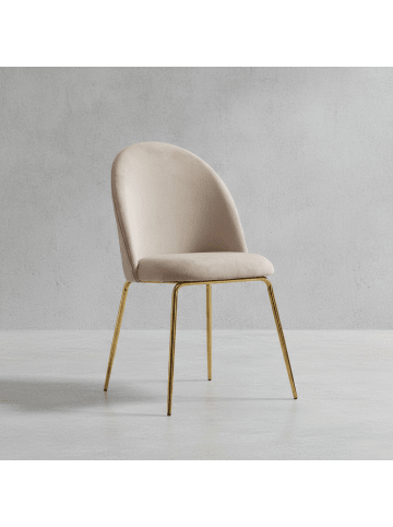 KADIMA DESIGN Design Esszimmerstuhl 2er Set Samt Gepolstert, Küchenstuhl in Beige