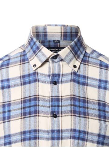Andrew James Flanellhemd in ecru blau - 0004