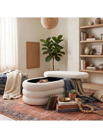 relaxdays Sitzbank in Creme - (B)110 x (H)42 x (T)45 cm
