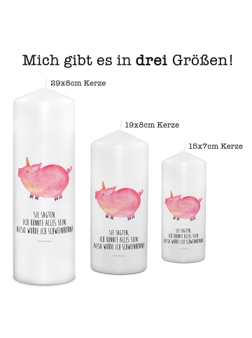 Mr. & Mrs. Panda Blockkerze Einhorn Schwein mit Spruch in Weiß