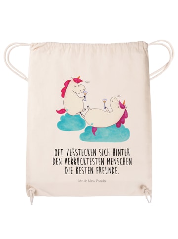 Mr. & Mrs. Panda Turnbeutel Einhorn Sekt mit Spruch in Creme