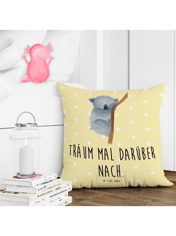 Mr. & Mrs. Panda Kissen Koalabär mit Spruch in Gelb Pastell