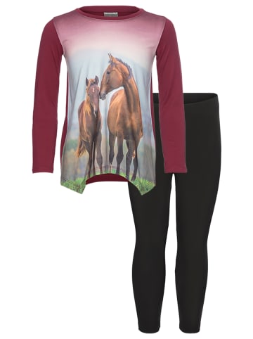 Kidsworld Langarmshirt & Leggings in beere/schwarz