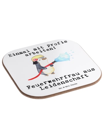 Mr. & Mrs. Panda Untersetzer Glas Feuerwehrfrau Leidenschaft mit... in Weiß