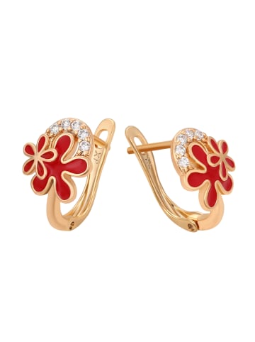 faina Women Huggie Earrings in Rose Gold Red