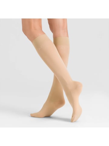 Hudson Kniestrümpfe Relax Light druckfreier Bund in Beige