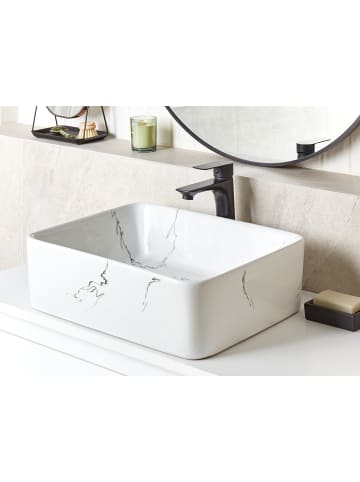 Beliani Waschbecken HOPI in Weiß - (W) 49 x (H) 14 x (L) 38 cm