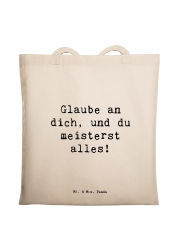 Mr. & Mrs. Panda Schultertasche Spruch Stolpersteine im Alltag m... in Creme