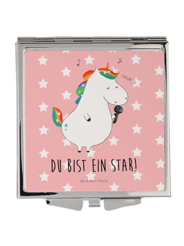 Mr. & Mrs. Panda Handspiegel Einhorn Sänger mit Spruch in Rot Pastell