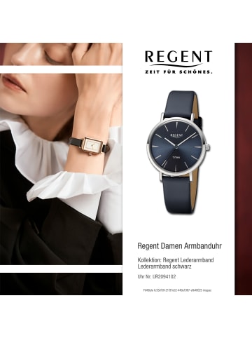 Regent Armbanduhr-Analog schwarz mittel (ca. 36mm) Regent Lederarmband