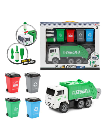 Toi-Toys Spielzeuglastwagen - Müllwagen mit Mülltonnen in mehrfarbig