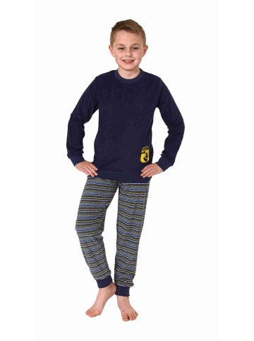 NORMANN Frottee langarm Schlafanzug Pyjama Bündchen und Skaterboard - 77099 in gelb