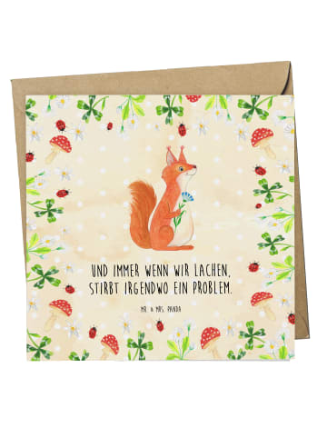 Mr. & Mrs. Panda Glückwunschkarte Eichhörnchen Blume mit Spruch in Naturpapier