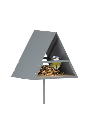 relaxdays Vogelfutterhaus in Grau/ Natur - (B)25,5 x (H)121 x (T)19,5 cm