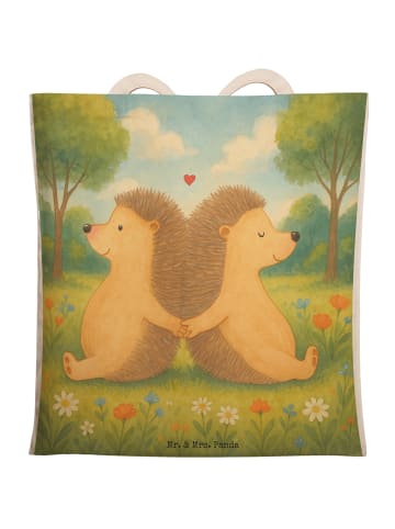 Mr. & Mrs. Panda Tote Bag Igel händchenhaltend Design ohne Spruch in Weiß