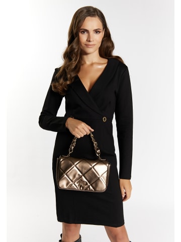 faina Damen Schultertasche Im Metallic-Look in Dunkelgold