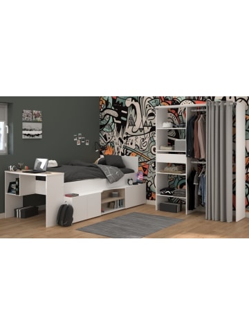 Parisot Kinderzimmer weiß, Eiche 2-teilig, Set mit Stauraumbett und Kleiderschrank