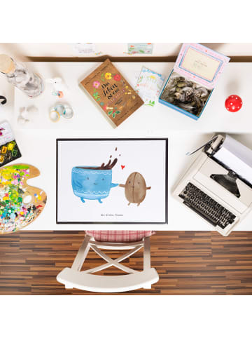 Mr. & Mrs. Panda Schreibunterlage Kaffee Bohne ohne Spruch in Weiß