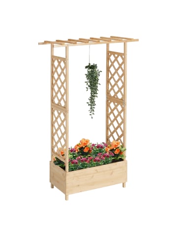 relaxdays Pflanzkasten-Rankgitter in Natur - (B)110 x (H)183 x (T)44 cm