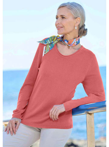 GOLDNER Kurzgröße: Strickpullover Edler Feinstrickpullover, V-Ausschnitt in koralle