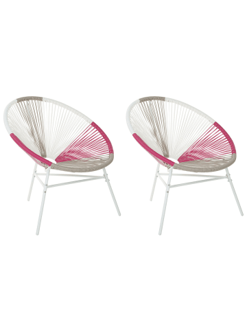 Beliani 2er-Set Cocktailsessel ACAPULCO in Bunt/Weiß/Beige