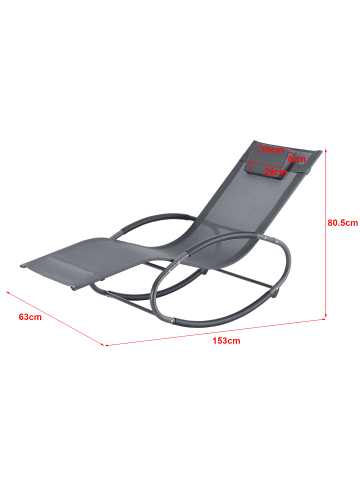 en.casa Schaukelliege Almaluez  in Grau (L)153cm (B)63cm (H)80.5cm