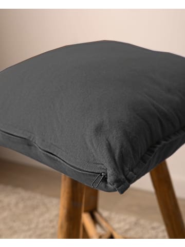 JACK 2er Set Kissenhülle 45x45cm Baumwolle Einfarbig in Anthrazit