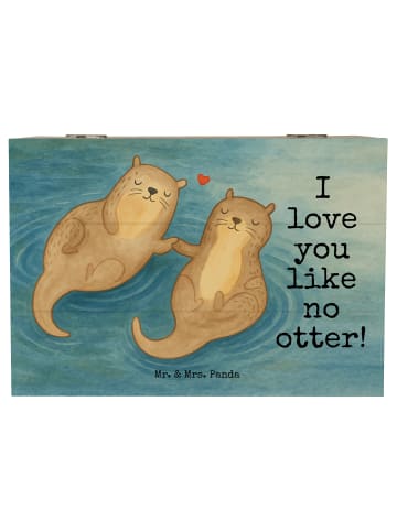 Mr. & Mrs. Panda Kiste Otter Hände halten Design mit Spruch in Weiß