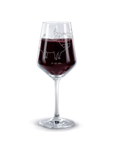 Mr. & Mrs. Panda Glas für Rotwein Sternzeichen Stier ohne Spruch in Transparent