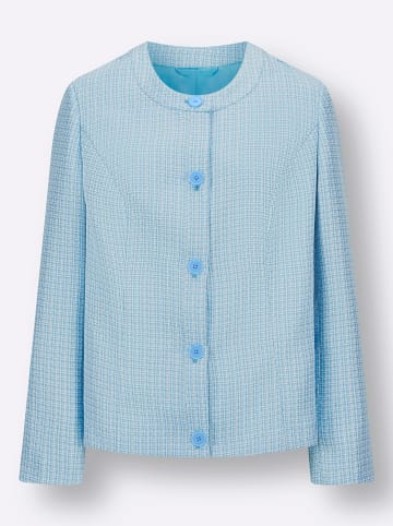 Sieh an! Bouclé-Blazer in aqua-ecru-gemustert