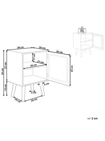Beliani Nachttisch ALMO in Braun - (W) 38 x (H) 56 x (L) 30 cm