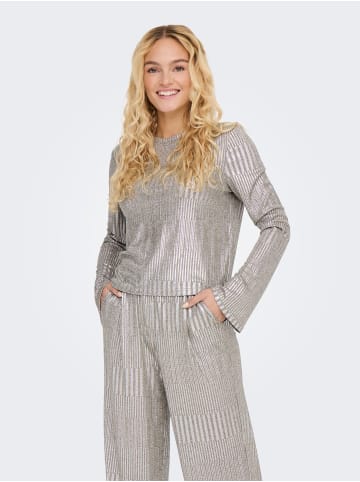 JACQUELINE de YONG Blusentop Regular Fit O-Neck Langarm Elegant in Silber