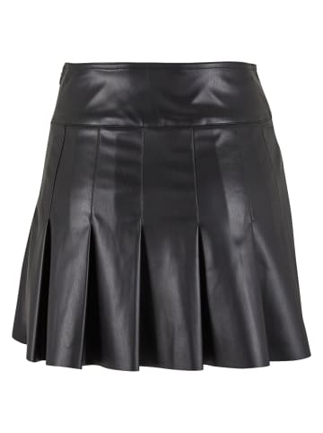 Urban Classics Urban Classics Ladies Synthetic Leather Pleated Skirt in black