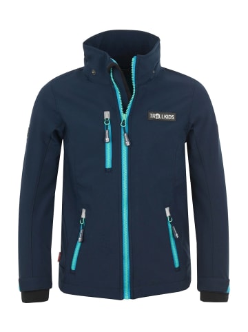 Trollkids Softshell Jacke "Preikestolen" in Marineblau / Türkis / Mint