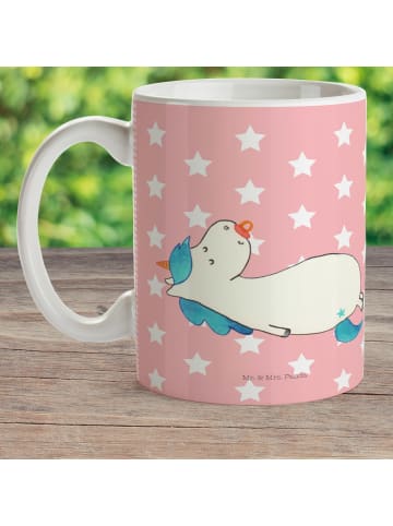Mr. & Mrs. Panda Camping Tasse Einhorn Schnuller ohne Spruch in Rot Pastell