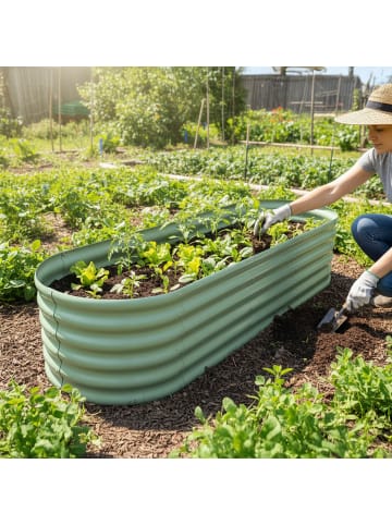 relaxdays Hochbeet "XXL" in Salbeigrün - (B)240 x (H)45 x (T)60 cm