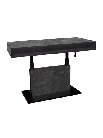 58 aufm Kessel COUCHTISCH Höhenverstellbar Else 2 110x59x60 Holz Keramikoptik Grau