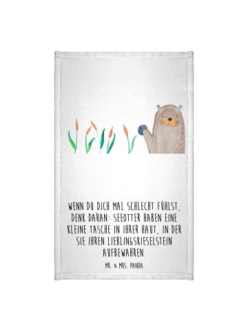 Mr. & Mrs. Panda Kinderhandtuch Otter Stein mit Spruch in Weiß