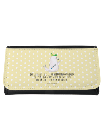 Mr. & Mrs. Panda Portemonnaie Damen Robbe Sherlock mit Spruch in Gelb Pastell