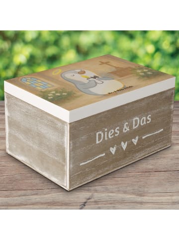 Mr. & Mrs. Panda Holzkiste Pinguin Kommunion Design ohne Spruch in Weiß